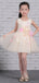 Pastel Yellow Tulle Handmade Flower Scoop Neck Cute Flower Girl Dresses, FGS132