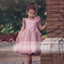 Pink Appliques Tulle Pretty Sleeveless Short Flower Girl Dresses , FGS074