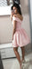Pink Satin Off Shoulder Spaghetti Strap Homecoming Dresses,HD0068