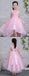 Pink Tulle Lace Applique High Low Gorgeous Flower Girl Dresses, FGS131