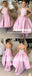 Popular High Low Pink Lace Satin Halter Flower Girl Dresses, FGS085