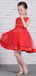 Red Satin Tulle Sparkly Neckline Cute Flower Girl Dresses, FGS135