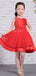 Red Satin Tulle Sparkly Neckline Cute Flower Girl Dresses, FGS135