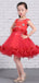 Red Tulle Rhinestone Applique Handmade Flower Girl Dresses, FGS136