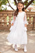 Round Neck Off White Lace Half Sleeve Long Flower Girl Dresses, FGS098