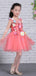 Watermelon Tulle Handmade Flower Applique Cap Sleeve Flower Girl Dresses, FGS127