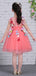 Watermelon Tulle Handmade Flower Applique Cap Sleeve Flower Girl Dresses, FGS127