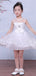 Wihte Lace Illusion Neckline Sleeveless Flower Girl Dresses, FGS029