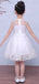 Wihte Lace Illusion Neckline Sleeveless Flower Girl Dresses, FGS029