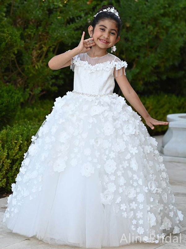 Gorgeous Lace Appliques A-line Long Flower Girl Dresses FGS149