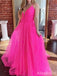 Simple V-neck Spaghetti Strap A-line Long Prom Dress,PD38080