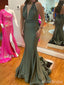 Elegant Deep V-neck Halter Mermaid Long Prom Dress,PD38085