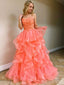 Sparkly Spaghetti Strap A-line Long Prom Dress,PD38096