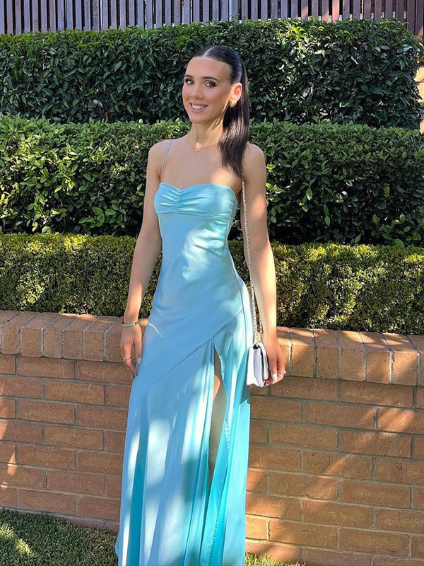 Sexy Sweetheart Sleeveless Side Slit Sheath Long Prom Dress, PD3750