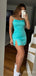 Simple Square Spaghetti Strap A-line Short Homecoming Dress, HD327994