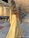 Elegant Yellow V-neck A-line Long Prom Dress,PD38130