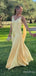 Elegant Yellow V-neck A-line Long Prom Dress,PD38130