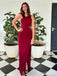 Elegant Red One Shoulder Split Side Mermaid Long Prom Dress,PD381761