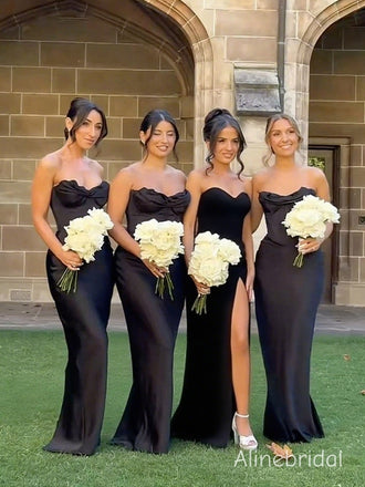 Elegant Strapless Pleated Corset Top Maxi Long Bridesmaid Dress, Prom Dress, PD382245