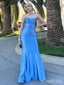 Simple Blue Strapless Mermaid Long Prom Dress,PD381814