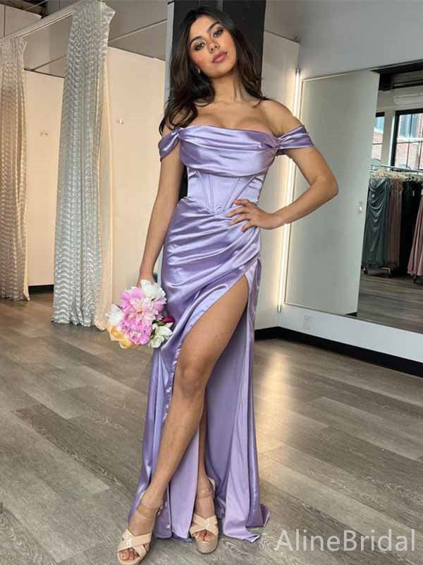 Elegant Off-Shoulder Strapless Mermaid Split Side Long Prom Dress,PD381828