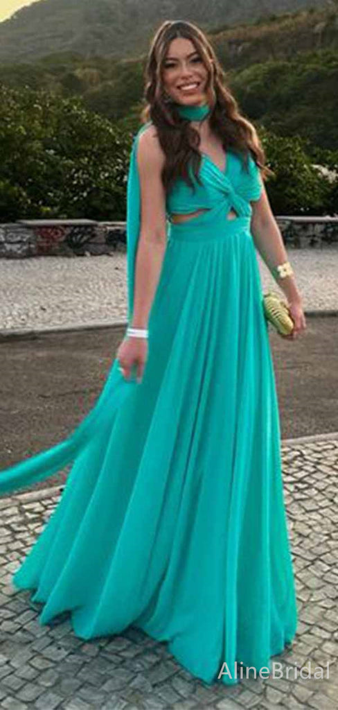 Gorgeous V-neck A-line Long Prom Dress,PD381846