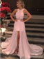 Elegant Pink A-line Split Side Long Prom Dress,PD381881