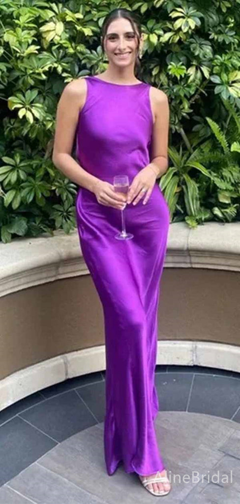 Gorgeous  Sleeves Purple Mermaid Long Prom Dress,PD381884