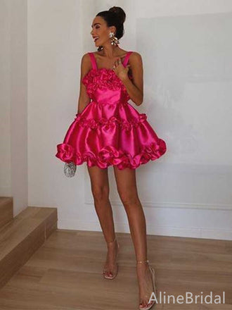Elegant Hot Pink A-line Short Mini Homecoming Dress, Evening Dress, HD32668