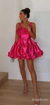Elegant Hot Pink A-line Short Mini Homecoming Dress, Evening Dress, HD32668