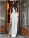 Simple White Split Side A-line Long Prom Dress,PD381898