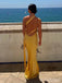 Elegant Yellow One Shoulder Mermaid Long Prom Dress,PD381912