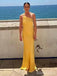 Elegant Yellow One Shoulder Mermaid Long Prom Dress,PD381912