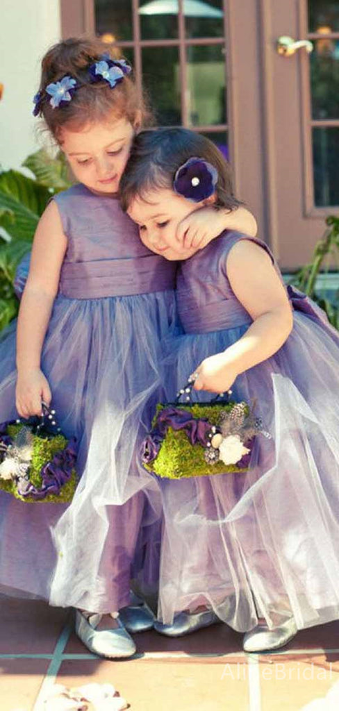 Gorgeous Purple A-line Long Flower Girl Dresses, FGS172