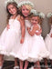 Elegant Square Lace A-line Long Flower Girl Dresses, FGS179