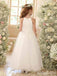 Elegant White A-line Long Flower Girl Dresses, FGS183