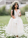 Elegant V-neck A-line Long Flower Girl Dresses, FGS189