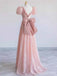 Elegant Pink V-neck Ruffles A-line Long Prom Dress,PD381968