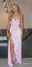 Gorgeous V-neck Pink Spaghetti Strap Side slit Long Prom Dress,Evening Dress,PD382163