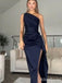 Elegant One Shoulder Split Side Mermaid Long Bridesmaid Dress,PD3226