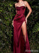 Simple Spaghetti Strap Split Side Mermaid Long Bridesmaid Dress,PD3228