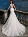 Gorgeous V-neck Long Sleeves Mermaid Long Wedding Dresses,WD3070