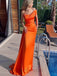 Orange One Shoulder Sleeveless Mermaid Long Prom Dress, PD3732