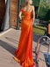 Orange One Shoulder Sleeveless Mermaid Long Prom Dress, PD3732