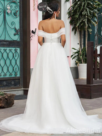 Elegant Off theShoulder Strapless A-line Long Wedding Dresses, WD3082