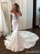 Sexy Deep V-neck Off-Shoulder Mermaid Long Wedding Dresses,WD3084