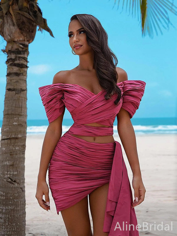 Sexy V-neck Off-Shoulder Strapless A-line Short Homecoming Dress, HD3211