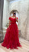 Elegant Off Shoulder Sleeveless A-line Floor length Prom Dress, PD3708