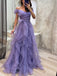 Elegant Off Shoulder Sleeveless A-line Floor length Prom Dress, PD3708