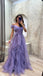 Elegant Off Shoulder Sleeveless A-line Floor length Prom Dress, PD3708